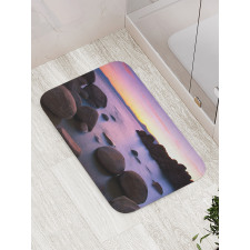 Misty Scene Rocks Water Bath Mat