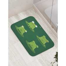 Frogs in Pond Lily Pad Bath Mat