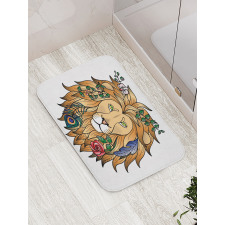 Lion with Flower Bath Mat