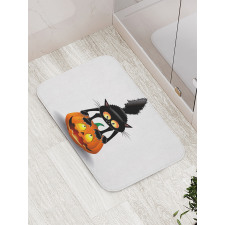 Cartoon Animal on Pumpkin Bath Mat