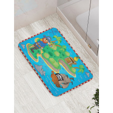 Funny Pirate Ship Island Bath Mat