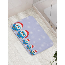 Fun Birds Santa Hats Bath Mat