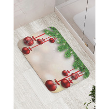 Red Balls Ribbons Bath Mat