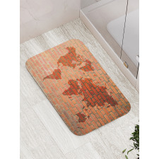 World Map on Brick Wall Bath Mat