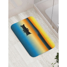 Sunset at Lake Fishing Bath Mat