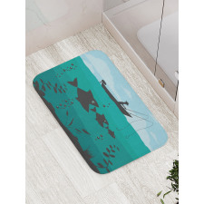 Fishing on Boat Nautical Bath Mat