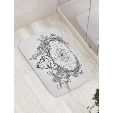 Skull with Feathers Bath Mat