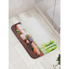 Bamboos Flowers Stones Bath Mat