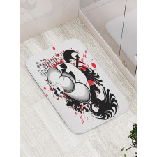 Skull Eagle Love Hearts Bath Mat