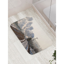 Train Snowy Scene Bath Mat