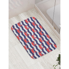 Crabs on Striped Bath Mat