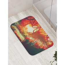 Modern Autumn Forest Bath Mat