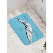 Ocean Whales Hand Drawn Bath Mat