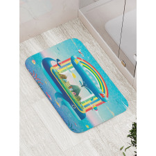 Whale Rainbow Ocean Art Bath Mat