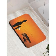 Child and Mother in Desert Bath Mat