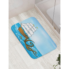 Ship in Waves and Kraken Bath Mat