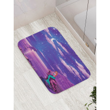 Cartoon Style Dolphins Bath Mat