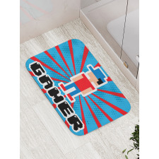 Red Blue Stripes Bath Mat