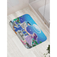 Romantic Manga Couple Bath Mat