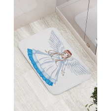 Cartoon with Angel Wings Bath Mat