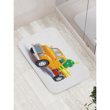 Yellow Vintage Truck Bath Mat