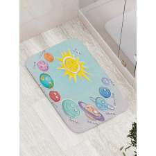 Cartoon Sun Planets Bath Mat