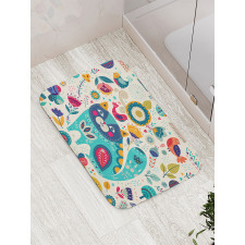 Cat with Birds Bath Mat