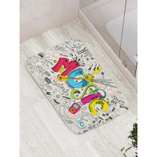 Pop Art Doodle Style Art Bath Mat