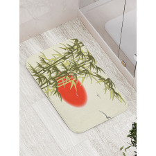 Asian Branch on Sunset Birds Bath Mat