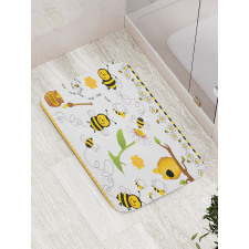Bees Daisies Chamomile Bath Mat
