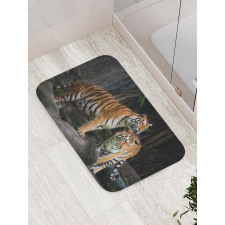 Tiger Couple in Jungle Bath Mat