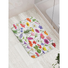 Colored Roses Tulips Bath Mat