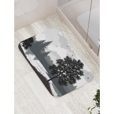 Trees Birds Cloudy Sky Bath Mat