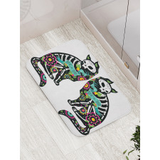 Skeleton Cats Skull Bath Mat