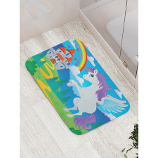 Unicorn with Rainbow Fairy Bath Mat
