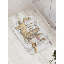 Street Town Sketch Bath Mat