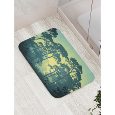 Mist Forest Trees Scene Bath Mat