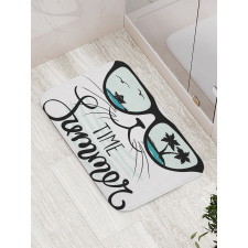 Hipster Cat with Palms Bath Mat