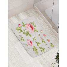 Vintage Rose Petals Leaf Bath Mat