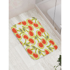 Cherry and Leaves Pattern Bath Mat