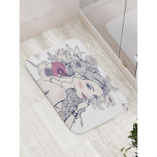 Butterfly Woman Portrait Bath Mat