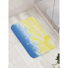 Vector Sun Wavy Sea Bath Mat