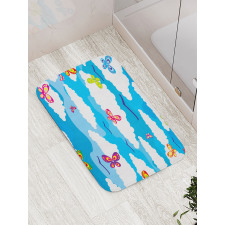 Clouds Butterfly Summer Bath Mat