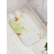 Retro Grunge Swirl Petal Bath Mat