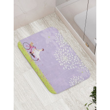 Girl Riding Bike Windy Bath Mat