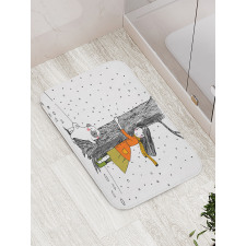 Girl with Pug Bath Mat