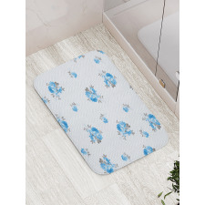 Blue Color Romantic Flower Bath Mat