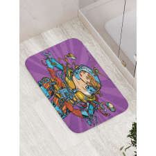 Futuristic Sci-Fi Woman Bath Mat