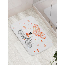 Romantic Cyclist Girl Bath Mat