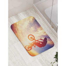 Man on Bike Hazy Sun Bath Mat